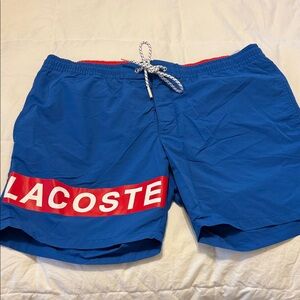 Lacoste Men's Swim Trunks in Blue and Red